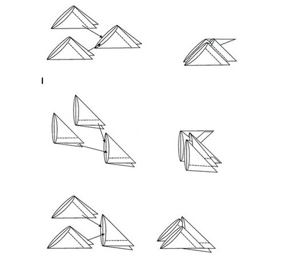 Modulárny Origami: Zvieratá - Montážne schémy