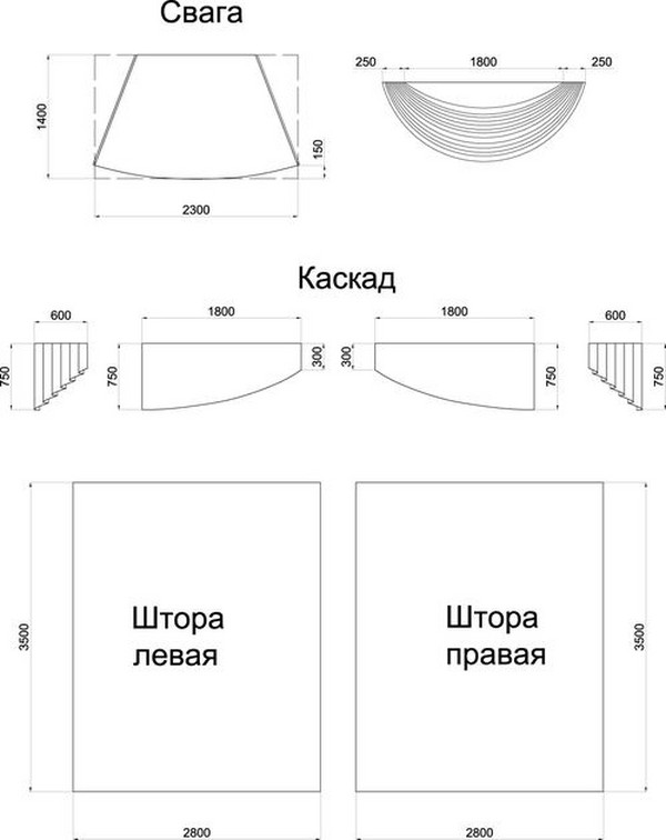 Závesy so svagami vlastnými rukami - fotografie a vzory