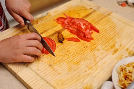 Foto receptúry na šalát zo smažených baklažánov s paradajkami