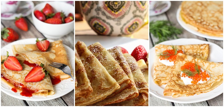 Originálne recepty na palacinky na deň Pancake 2017 krok za krokom s fotografiou: na mlieko, kefír, kvasnice, s náplňou pre každý vkus