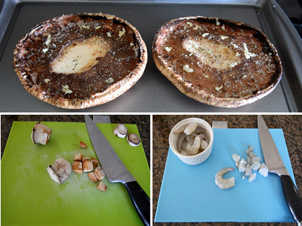 Grilované šampiňóny s paradajkovou a krevetkovou výplňou, lahodný recept